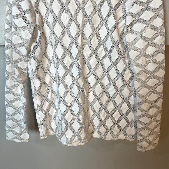 Maje White Lamour Diamond Lace Boatneck Sheer Blouse Size 1 / Small - Picture 4 of 12